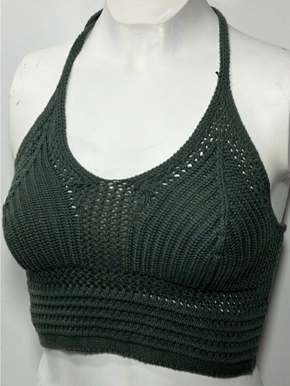 aerie Knit Sweater Top in Olive Green